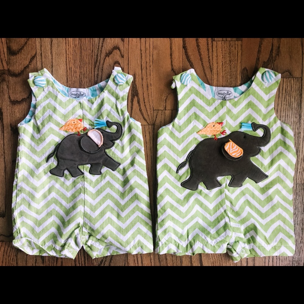 Mud Pie romper elephant 0-6mo